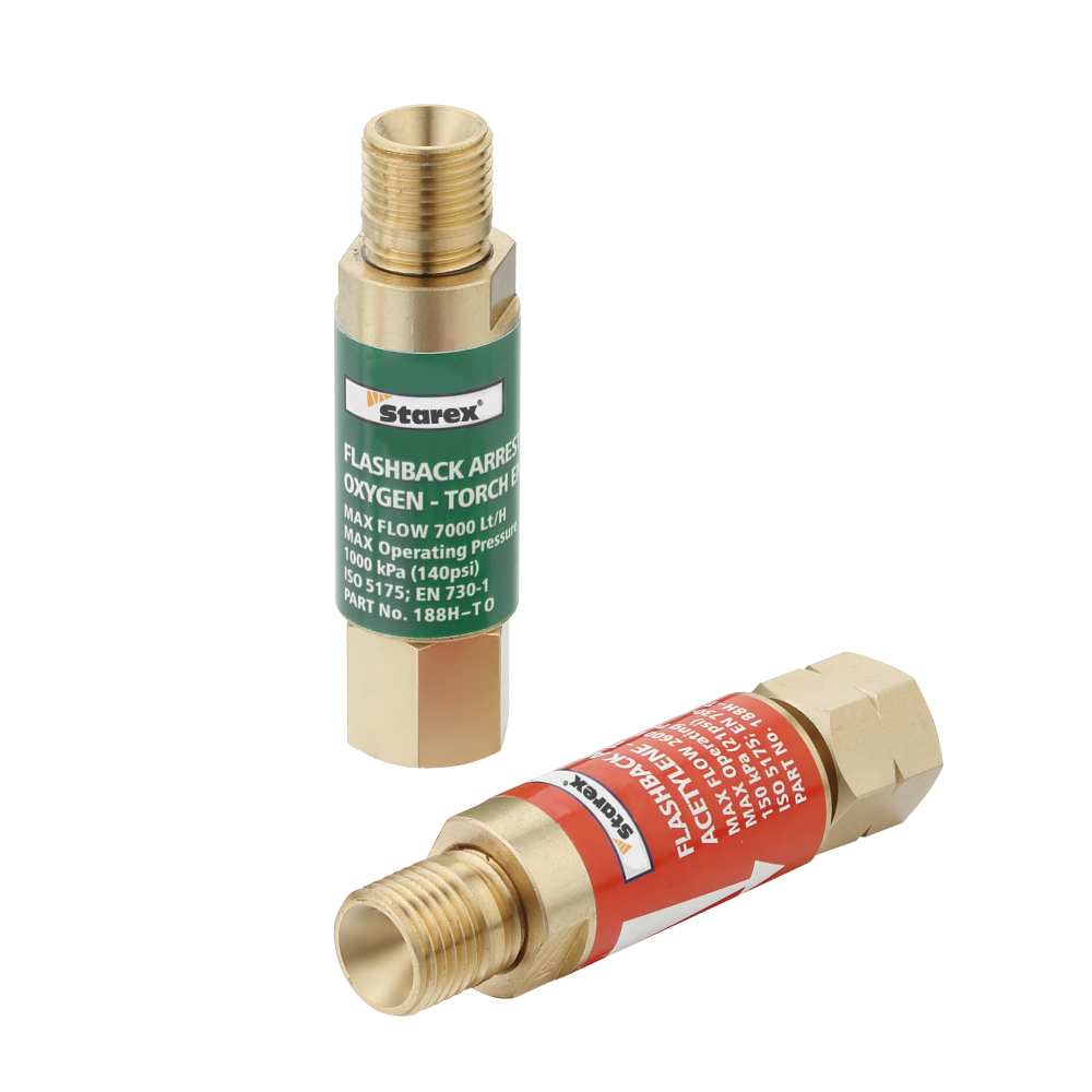 Equipos de seguridad para soldadura con oxicombustible y supresores de retroceso de llama.